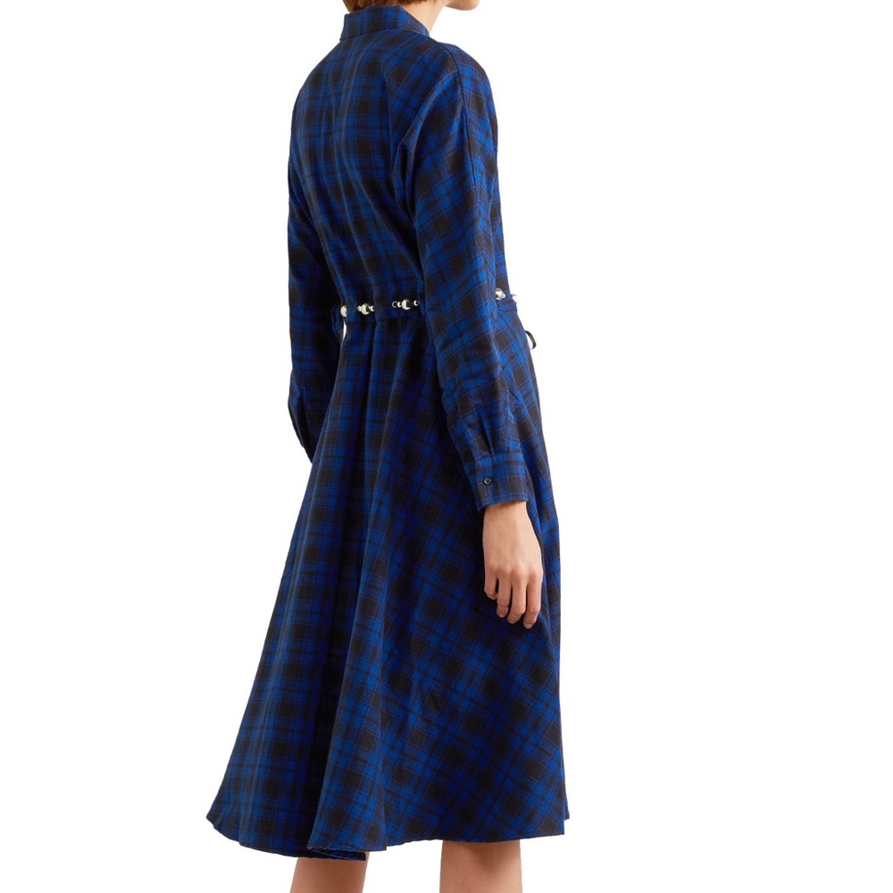 Maje Rebel Carreaux belted check cotton-flannel midi dress. 💙 - Picture 3 of 11
